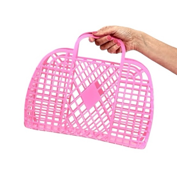 Retro Basket - Neon Pink (Translucent), Large - Picture 2 of 4